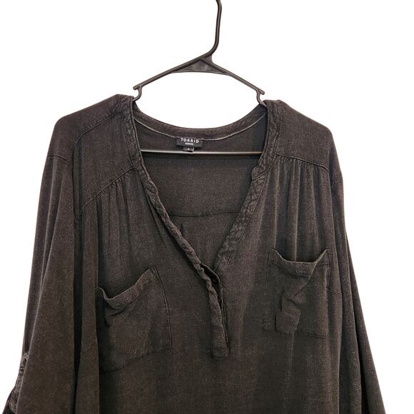 Torrid Harper Rayon Slub Pullover 3/4 Sleeve Blouse Casual Top Black Size 3X - Picture 4 of 11